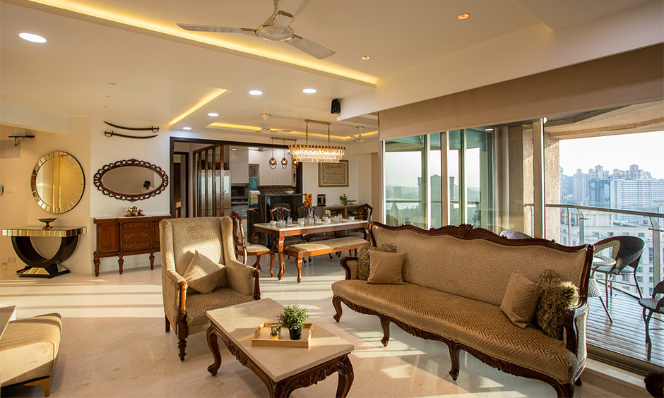 A regal Indian home featuring classic furnishings