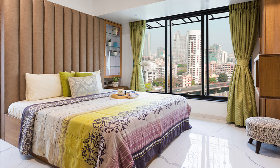 home interior design mumbai designed bedroom with windows and showcase unit