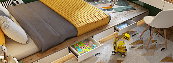 Kids bedroom storage solutions for space saving