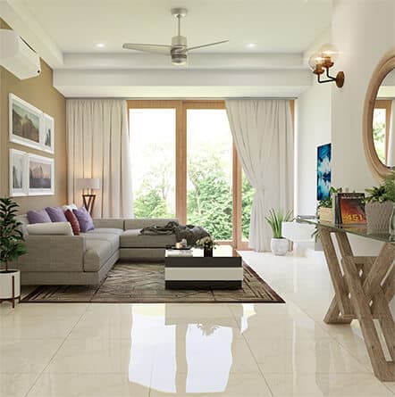 Interior design for 3BHK flat in Hyderabad from luxury interior designers.