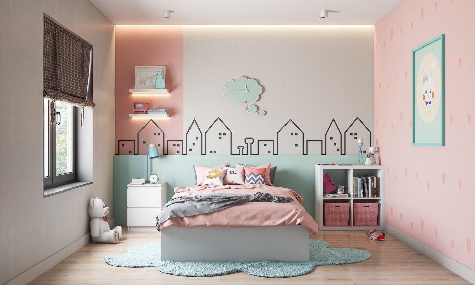 Modern kids bedroom design for girls with the use of light colours