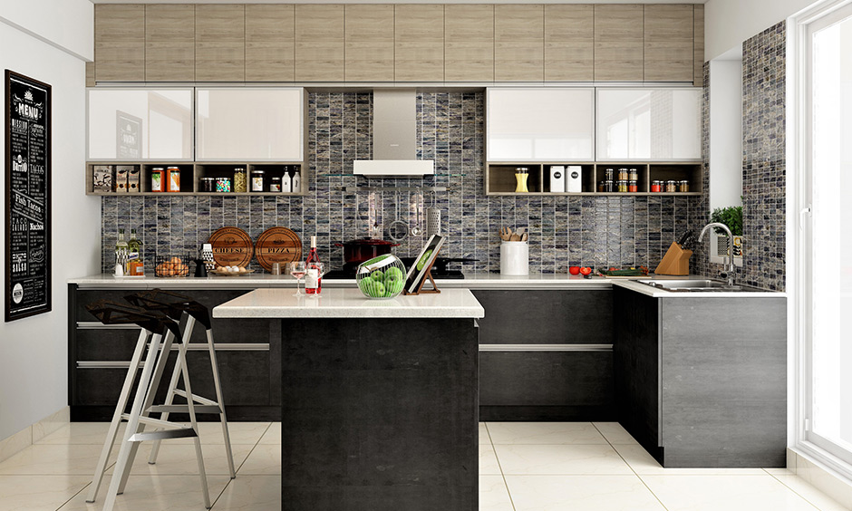 Brown colour sunmica design for kitchen cabinets