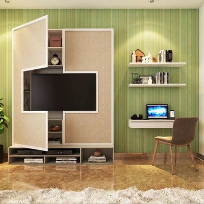 Tv unit with a hidden storage used by best interior designers in Navi Mumbai.